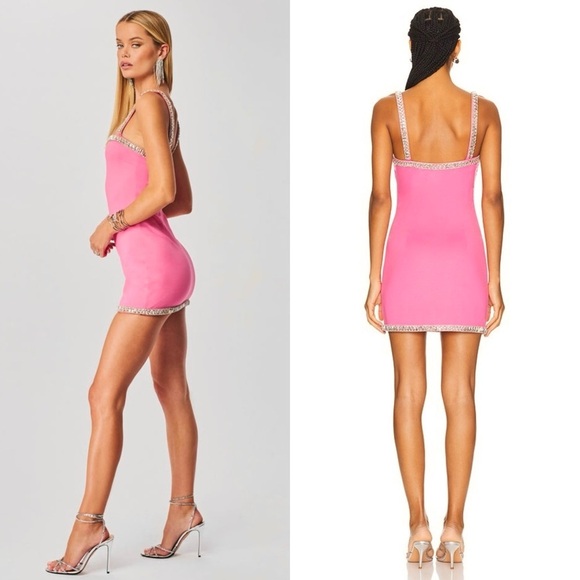 NWT RETROFETE Hand Stitched Crystal Embellished Square Neck Mini Slip Dress XXL - Picture 4 of 11